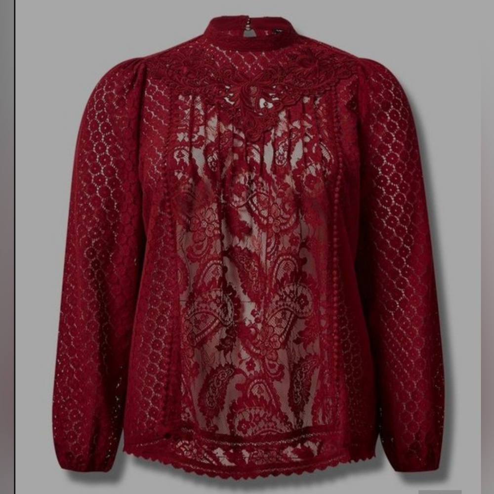 Mixed Lace High Neck Top